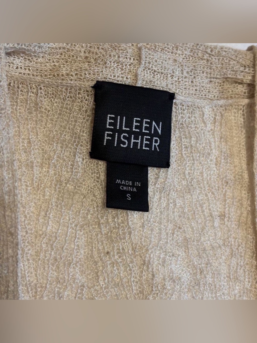 Eileen Fisher Beige Linen Blend
Open Knit Open Front Cardigan Sweater Sz S - Picture 5 of 5